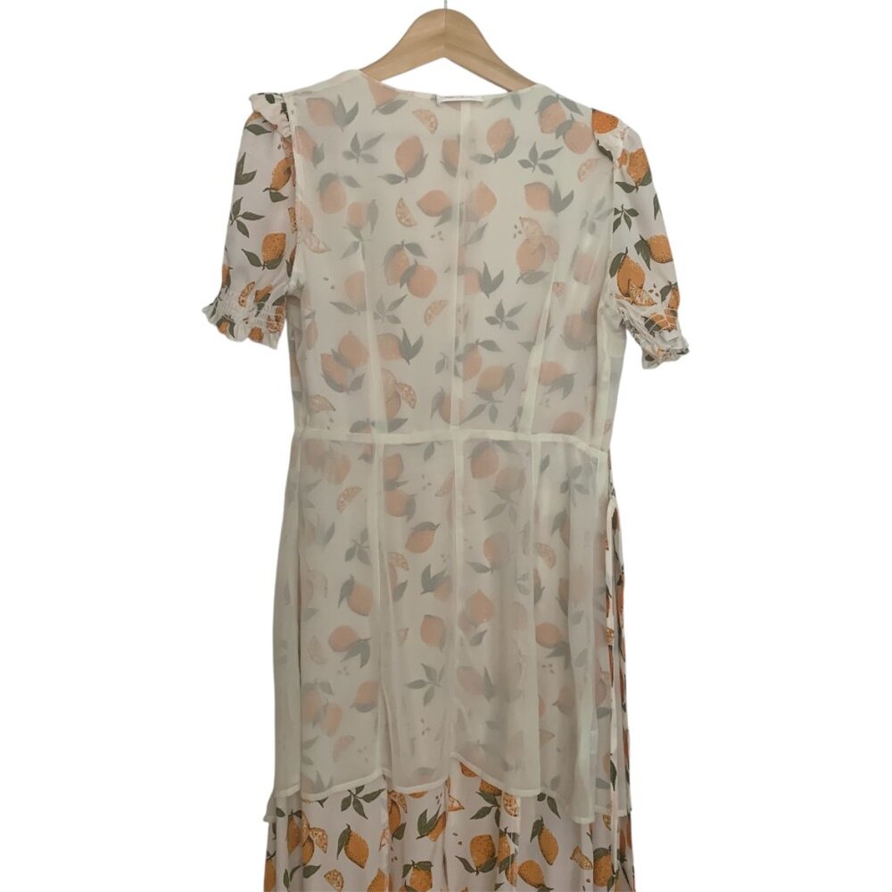 Citrus print wrap  maxi summer orange cream dress - Picture 14 of 14